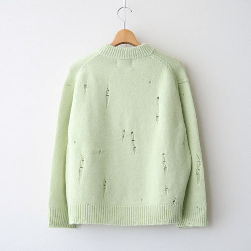 royal baby alpaca damage pattern-knit P/O #light melon green [WXFL-UW130]