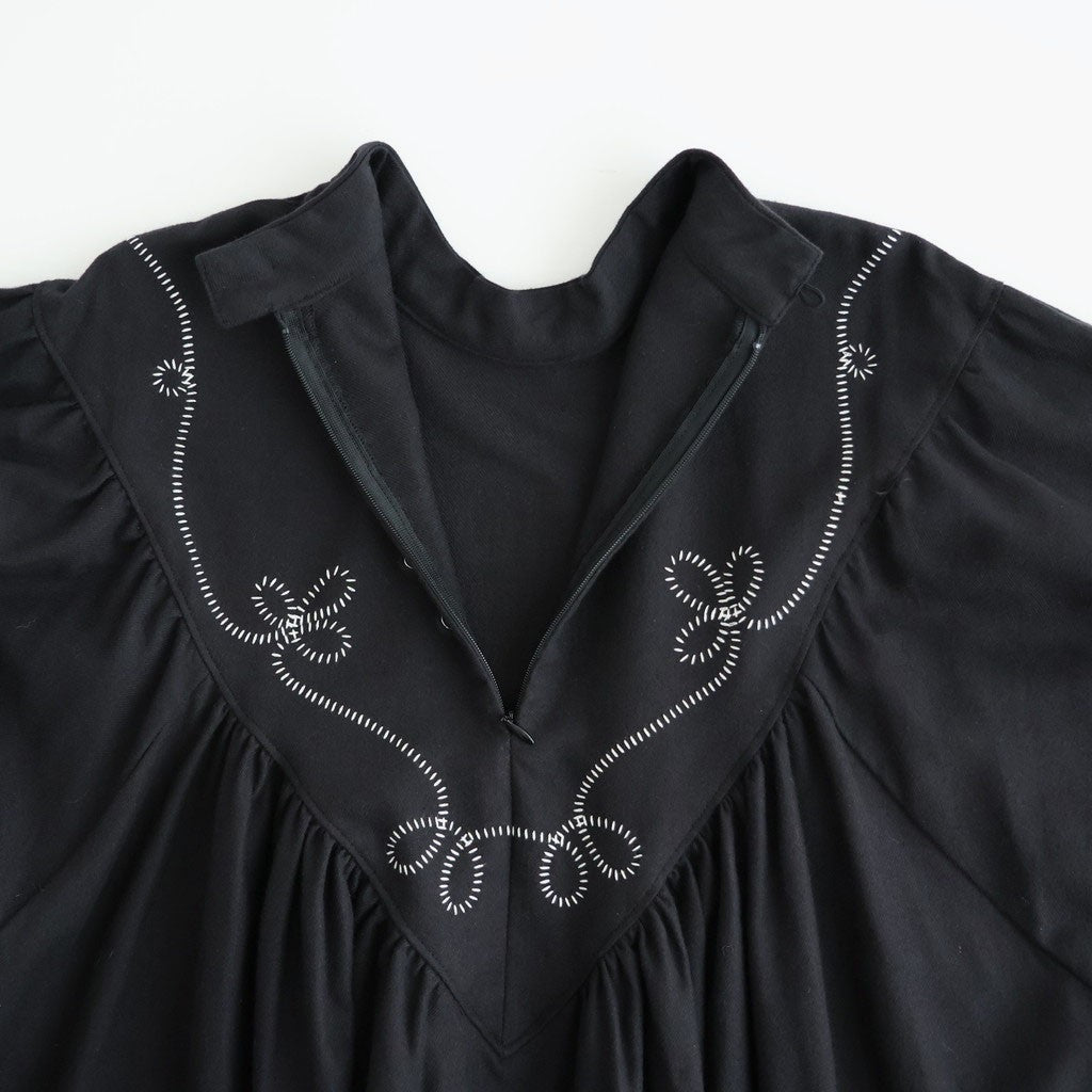 夢詠み Embroidered-Yoke dress #Black [26F-OP1412-CWF]