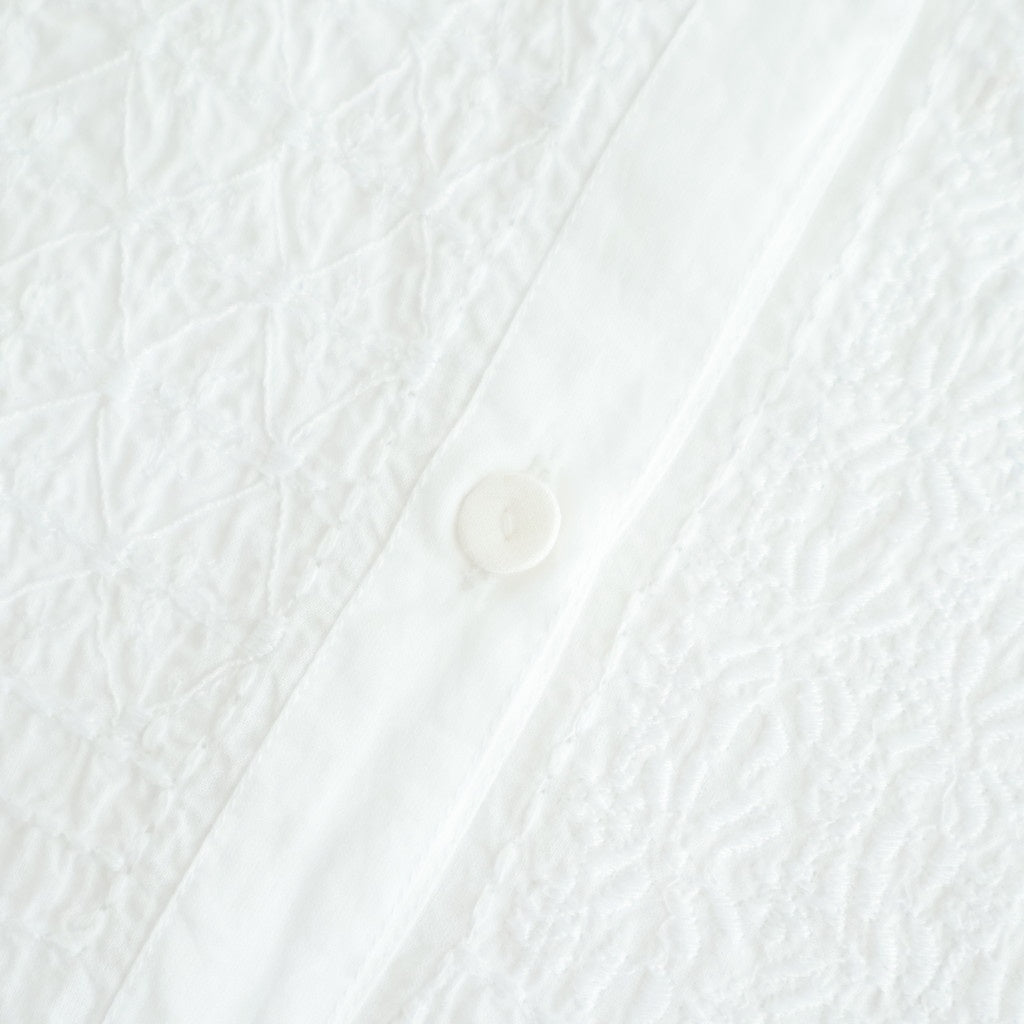 60s ORGANIC CAMBRIC WITH EMB BANDED COLLAR EMB SHIRT #9000 WHITE [NMDS26221]