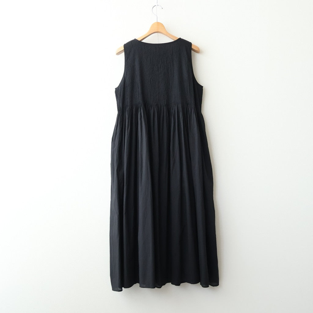 80s ORGANIC COTTON VOILE NO/SLEEVE PULLOVER DRESS WITH MINI PINTUCK #9900 BLACK [NMDS26244]