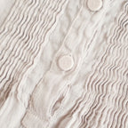 60s AUTOLOOM LINEN/COTTON PLAIN OVERDYE BACK OPENING CREW-NECK SHIRTS DRESS WITH MINI PINTUCK #940D D.GREY [INMDS26011D]