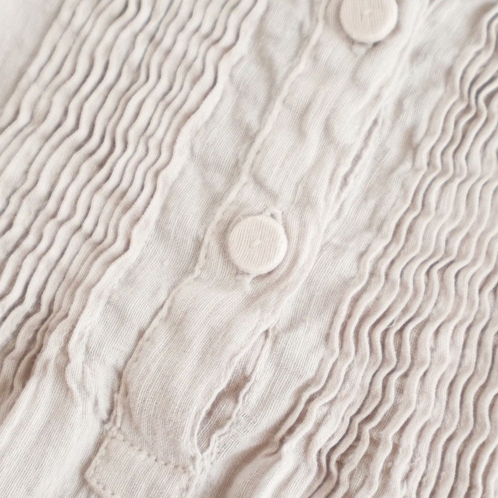 60s AUTOLOOM LINEN/COTTON PLAIN OVERDYE BACK OPENING CREW-NECK SHIRTS DRESS WITH MINI PINTUCK #940D D.GREY [INMDS26011D]