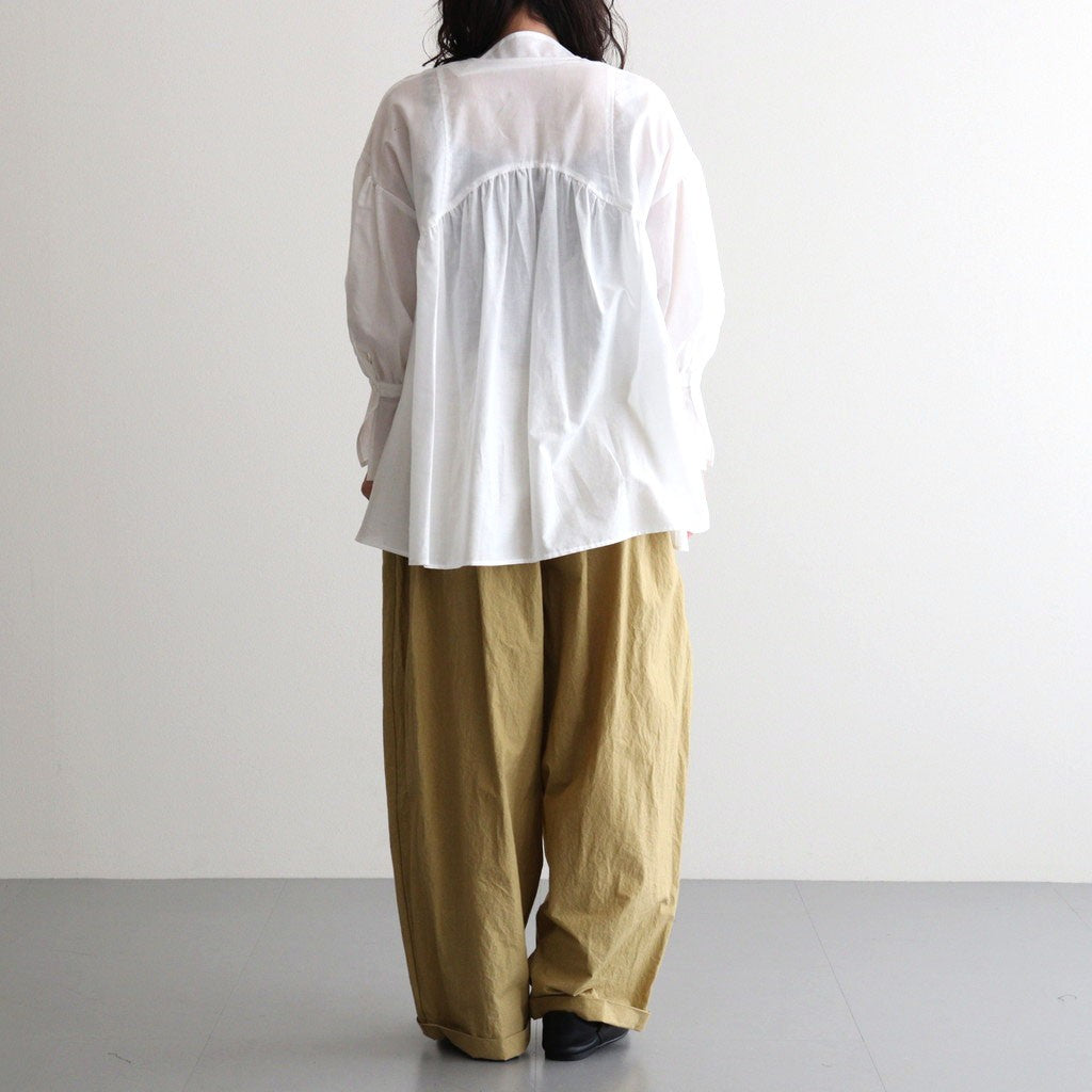 静寂の⽋⽚ Gathered half-placket blouse #white [TLF-226-SH010-la]
