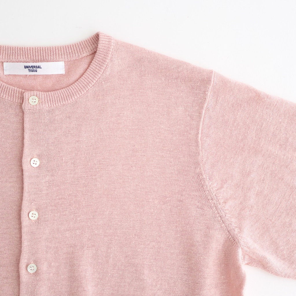 French Pure Linen クルーネックカーディガン #037 ピンク [UT262KN001]