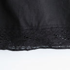 60s COTTON CAMBRIC PLAIN WITH LACE LACE & STRING COLLAR GATHERED SHIRT #9900 BLACK [NSL26552]