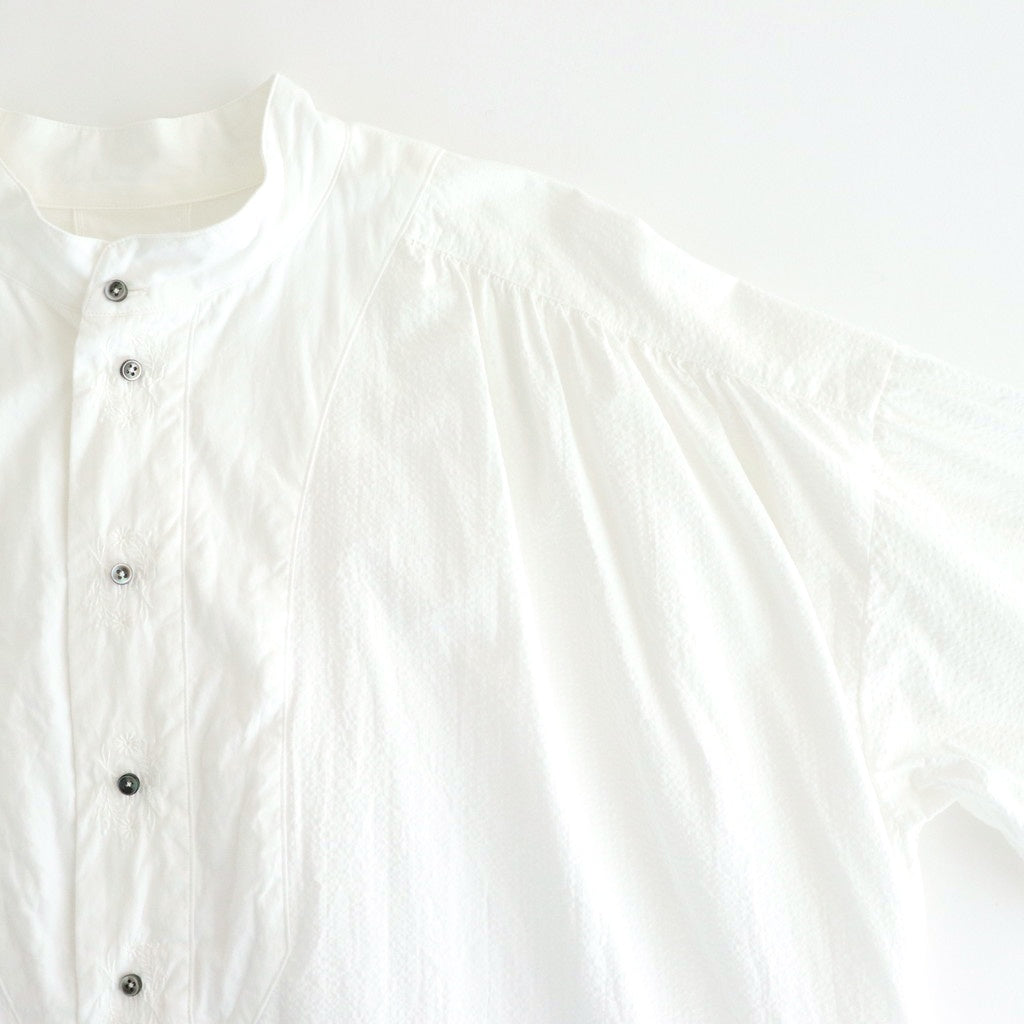日日夜夜：Embroidery long tunic shirt #off white [13251-05307]