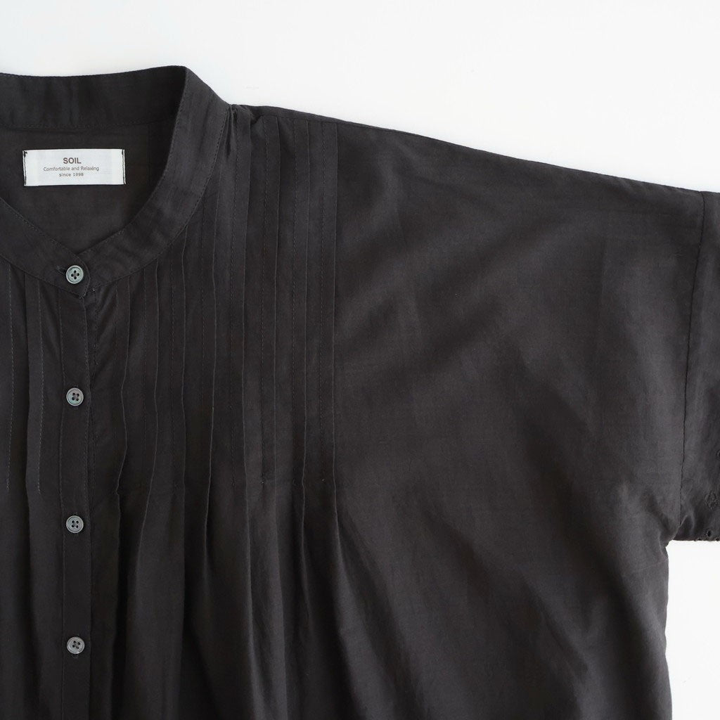 80s VOILE PLAIN WITH CUT WORK LACE BANDED COLLAR PINTUCK SHIRTS #9900 BLACK [INSL26341]