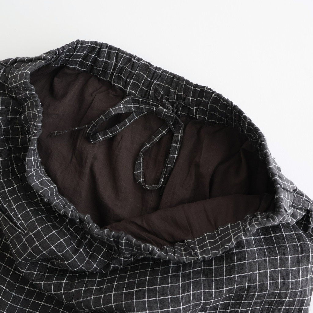 80s POWER LOOM LINEN CHECK WIDE PANTS #9890 OFF BLACK x WHITE CHECK [NMDS26285]