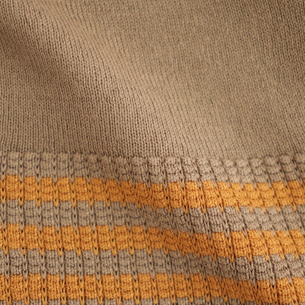 Stripe Long-sleeved Tee #Beige x Orange [Oni068]