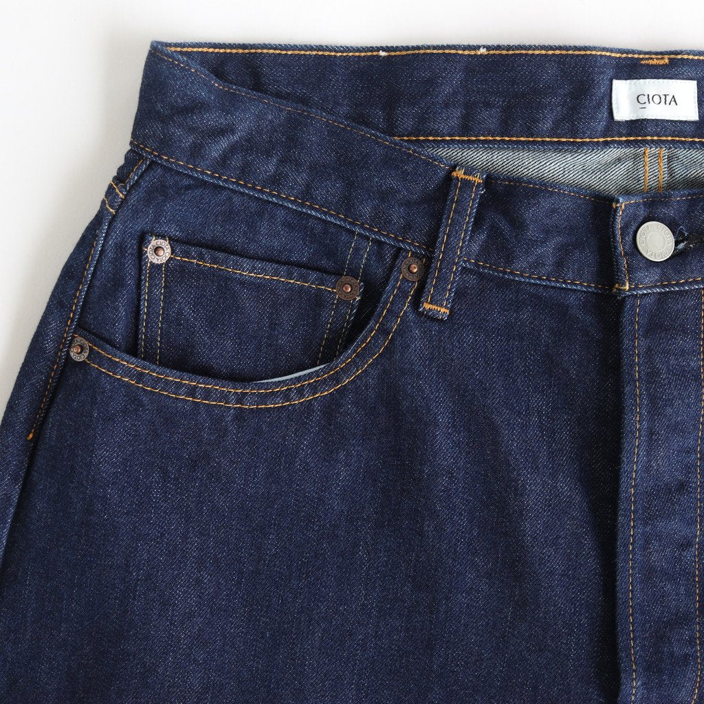 本藍 スビンコットン 13,5OZ ストレートデニム #ネイビー(ONE WASH) [PTM-1STB-NIW]