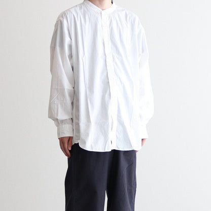 スビンコットン タイプライター バンドカラーシャツ #ホワイト [SHLM-102M-PWH]