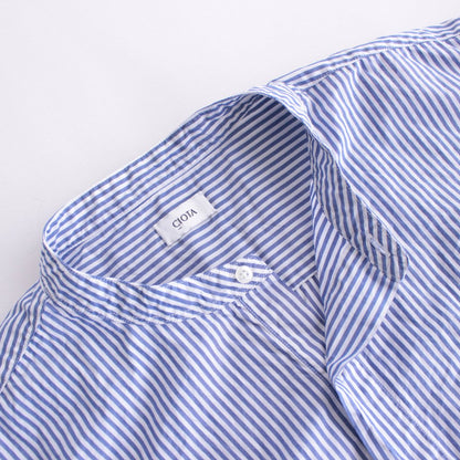 Supima Cotton Typewriter Band Collar Shirt #Longsleeve [SHLM-102M-S04]