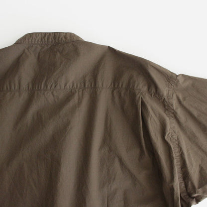 スビンコットン タイプライター バンドカラーシャツ #ダークブラウン (ONE WASH） [SHLM-102M-PBR]
