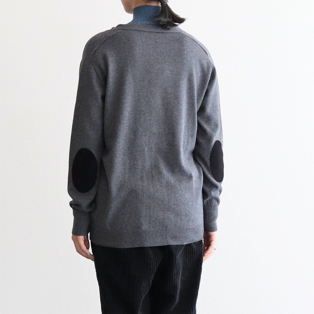 C/CA ELBOW PATCH V NECK CARDIGAN #CHARCOAL [no.5718]