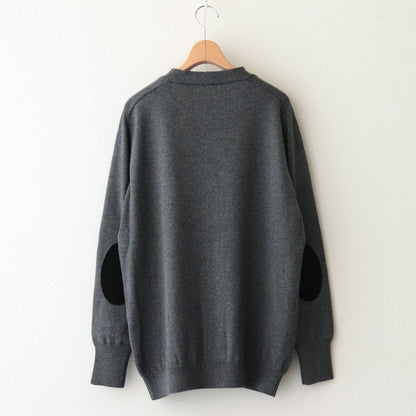 C/CA ELBOW PATCH V NECK CARDIGAN #CHARCOAL [no.5718]