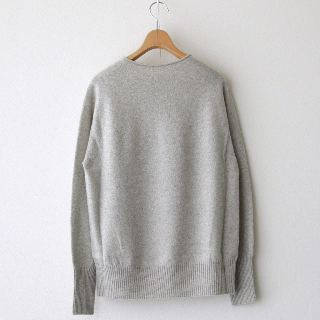 ウールカシミア12Gスロウピングショルダークルーネック #ASH GRAY [222733]