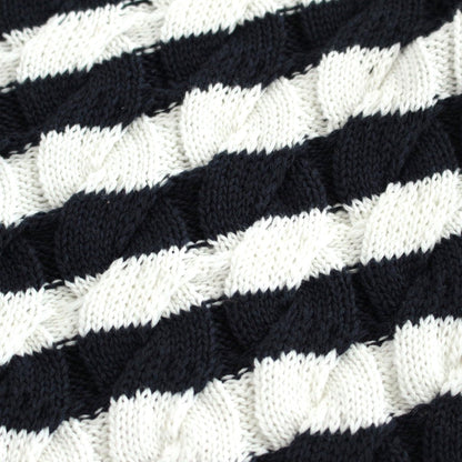 Cotton knit cable striped cardigan #136 Navy x White [US230KN004]