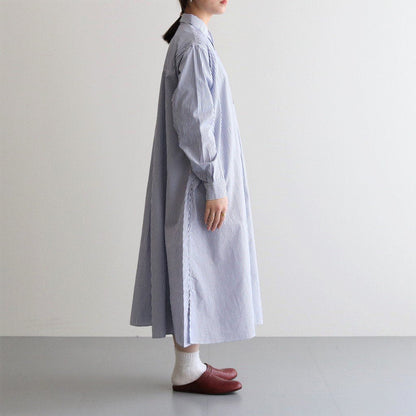 SHIRT ROBE STRIPES BROAD CLOTH #BLUE [A42104]