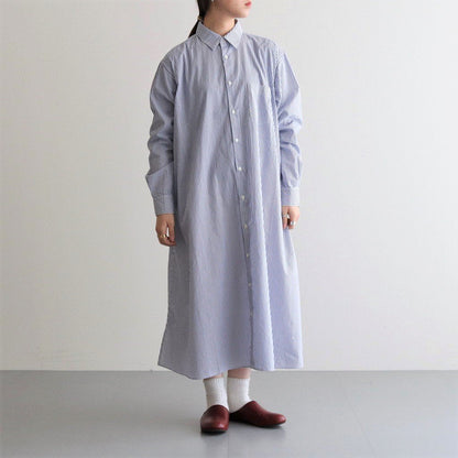 SHIRT ROBE STRIPES BROAD CLOTH #BLUE [A42104]