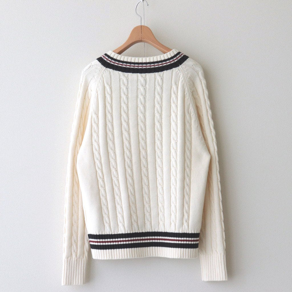 Supima Cotton V-neck Tilden Knit 2/100 Supima #Off [KNMN-101]