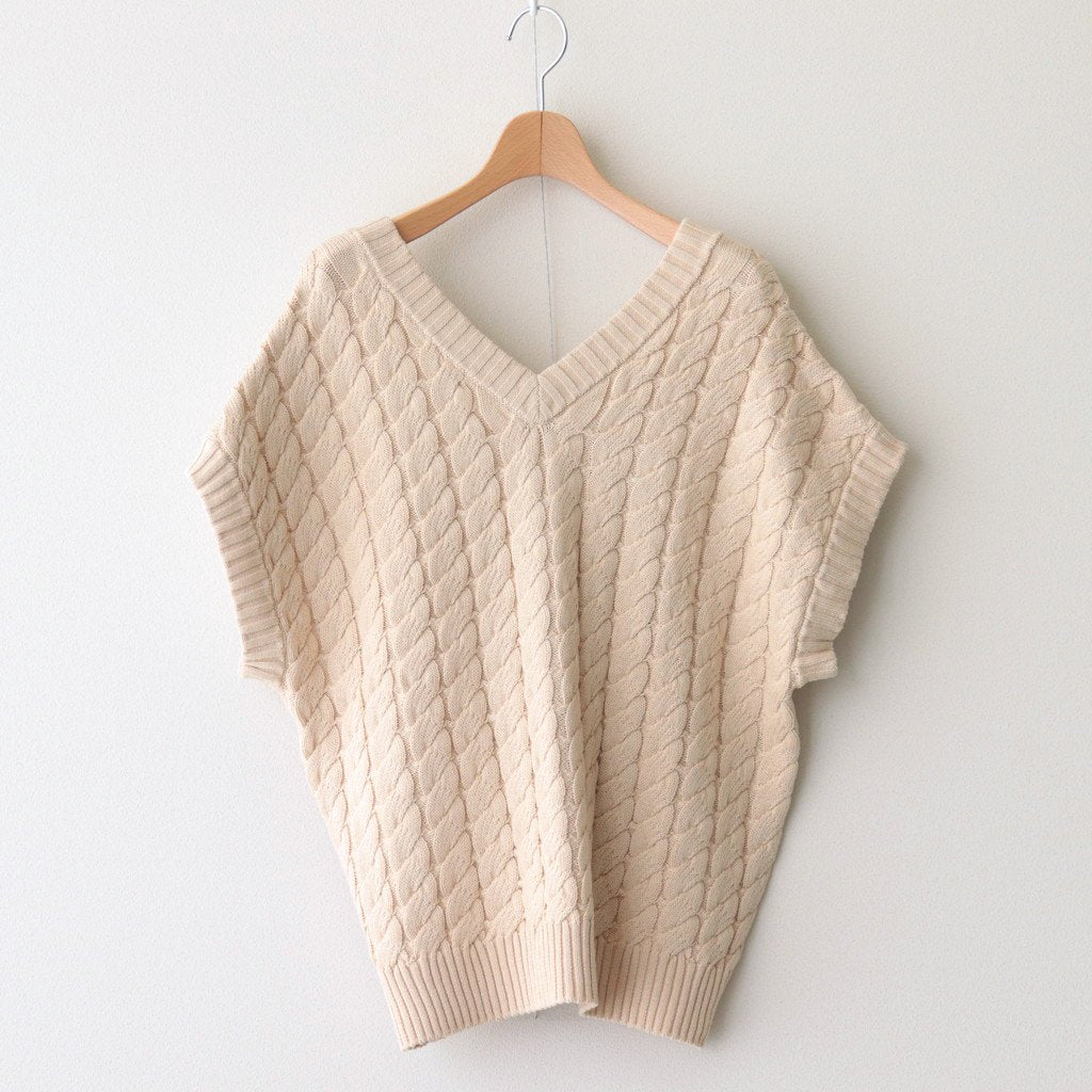 Cotton knit cable 2-way vest #013 Ivory [US230KN005]