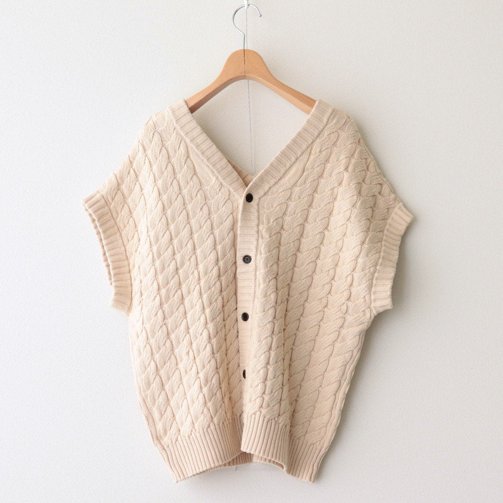 Cotton knit cable 2-way vest #013 Ivory [US230KN005]