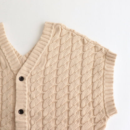 Cotton knit cable 2-way vest #013 Ivory [US230KN005]