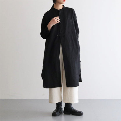 Triple Washed Linen Long Cardigan #001 Black [TS220SH082]