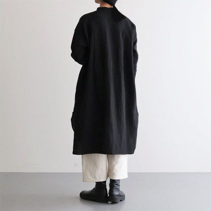 Triple Washed Linen Long Cardigan #001 Black [TS220SH082]