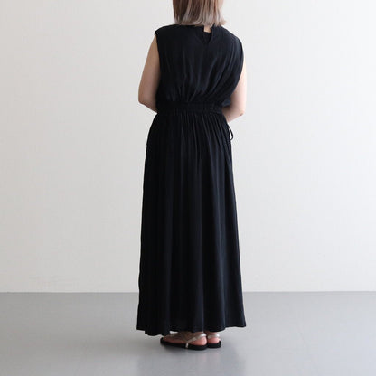 FLAVOUR Gathered Long Dress #001 Black [PA231OP003]