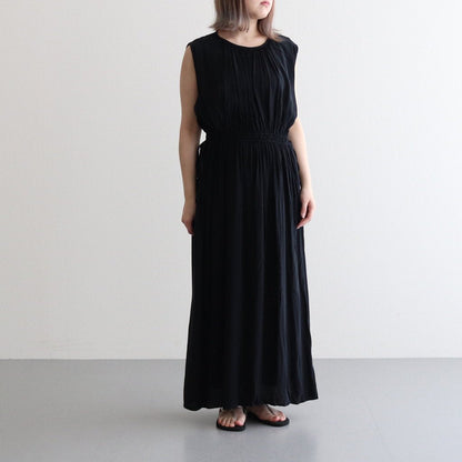 FLAVOUR Gathered Long Dress #001 Black [PA231OP003]