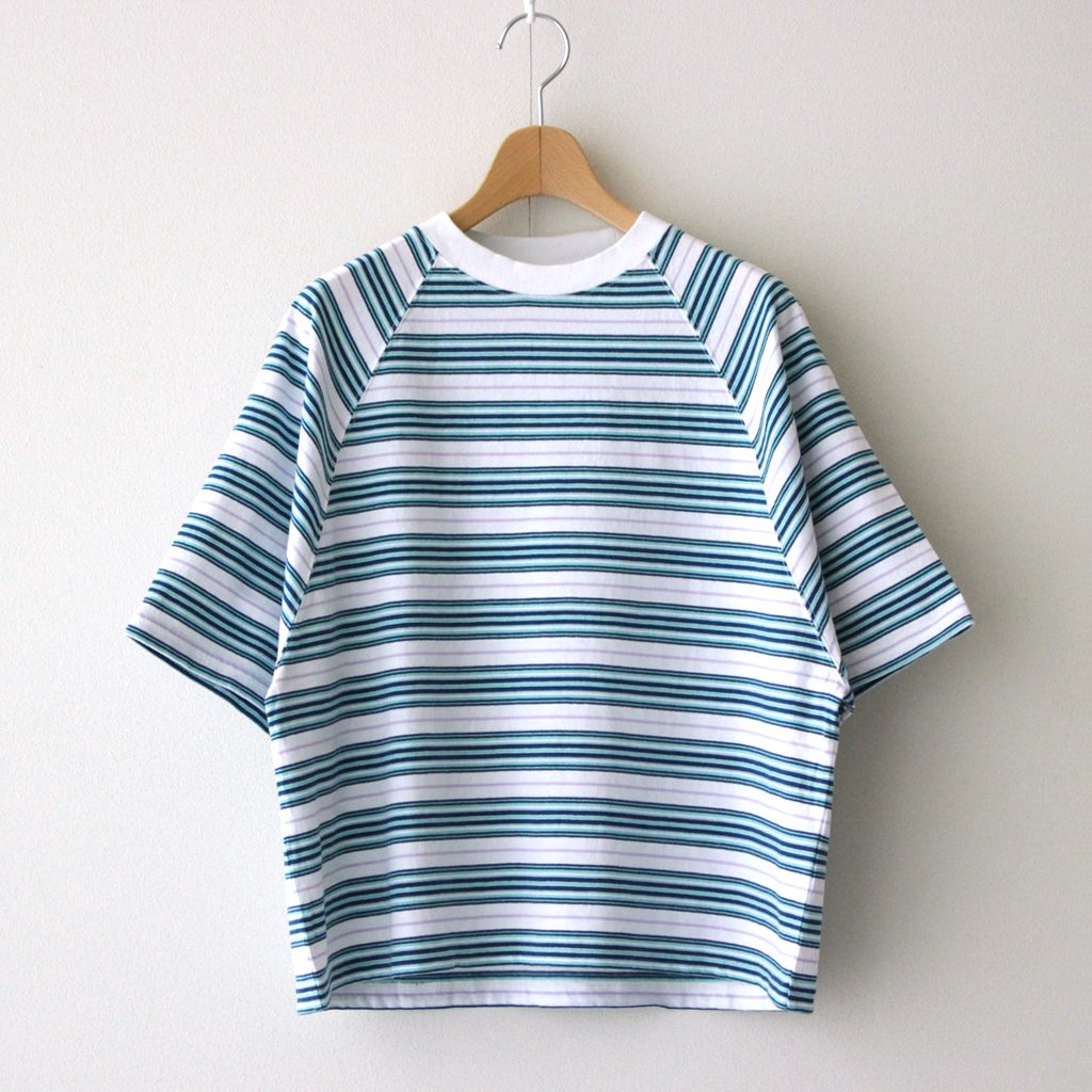 American Dry Cotton Multi Border Raglan T-Shirt #142 Off Multi Border [PA232CT008]