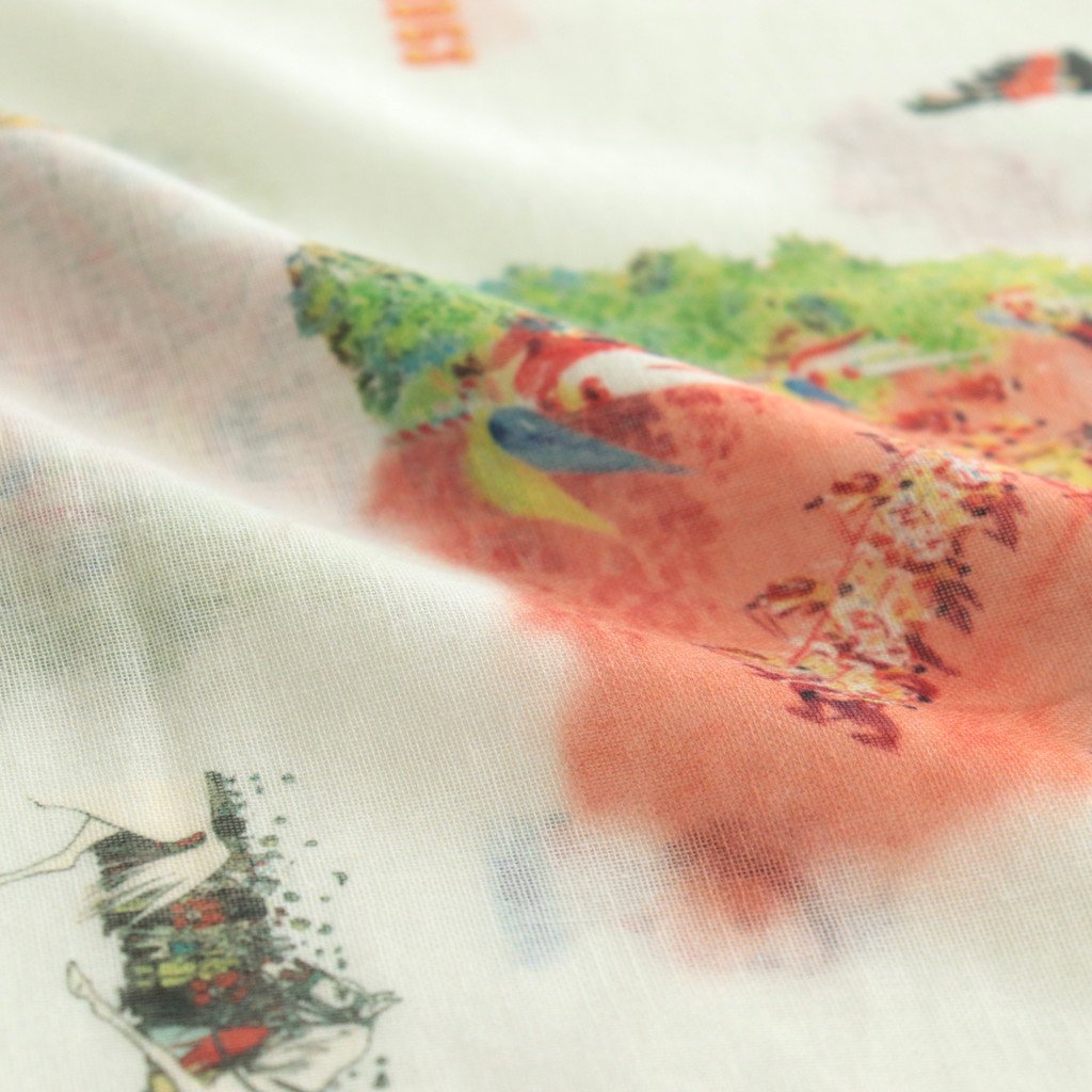 HERITAGE GAUZE SHAWL #ENGLISH WHITE [NO.6172]