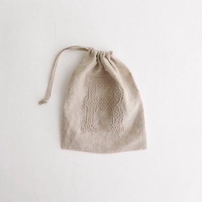 DENSELY LINEN DRAWSTRING BAG (S) #BEIGE [NO.6249]