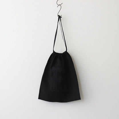 DENSELY LINEN DRAWSTRING BAG (L) #BLACK [NO.6250]